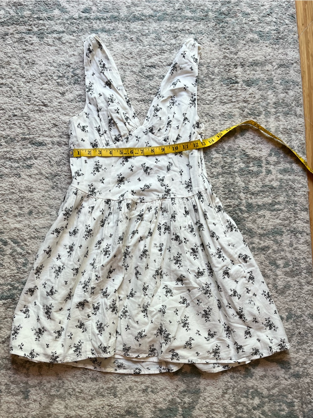 White Dress with Black Floral Print